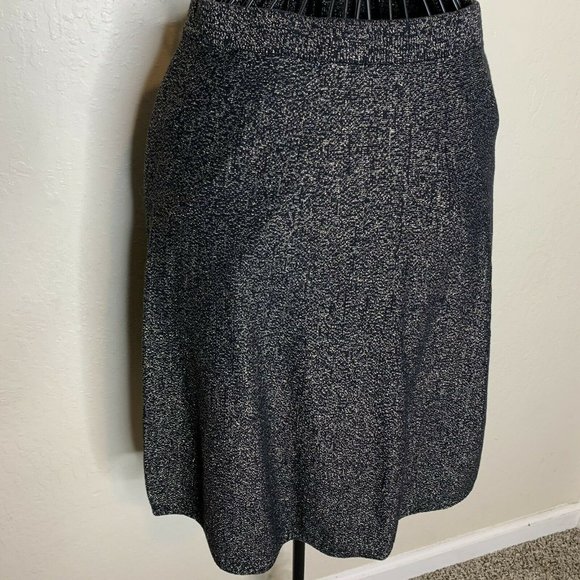 Nanette Lepore Black Gold Metallic Elastic Waist A-line Skirt - Picture 2 of 7